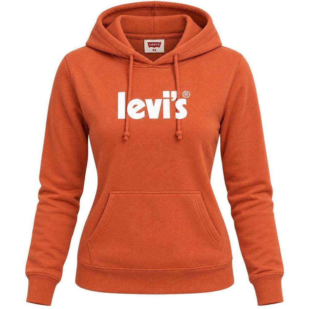 Levi's Women's XS Burnt Orange Logo Pullover Hoodie Sweatshirt